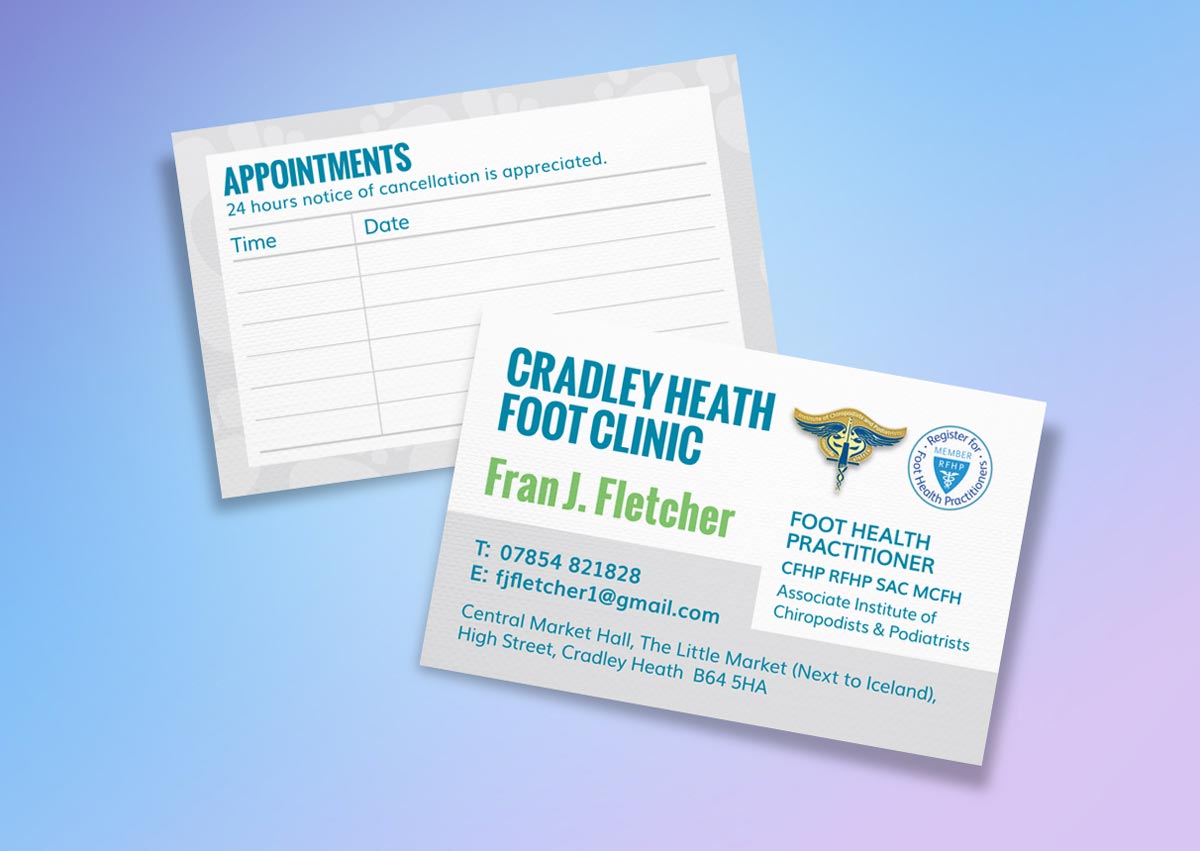 Business Card Design for Cradley Heath Foot Clinic
