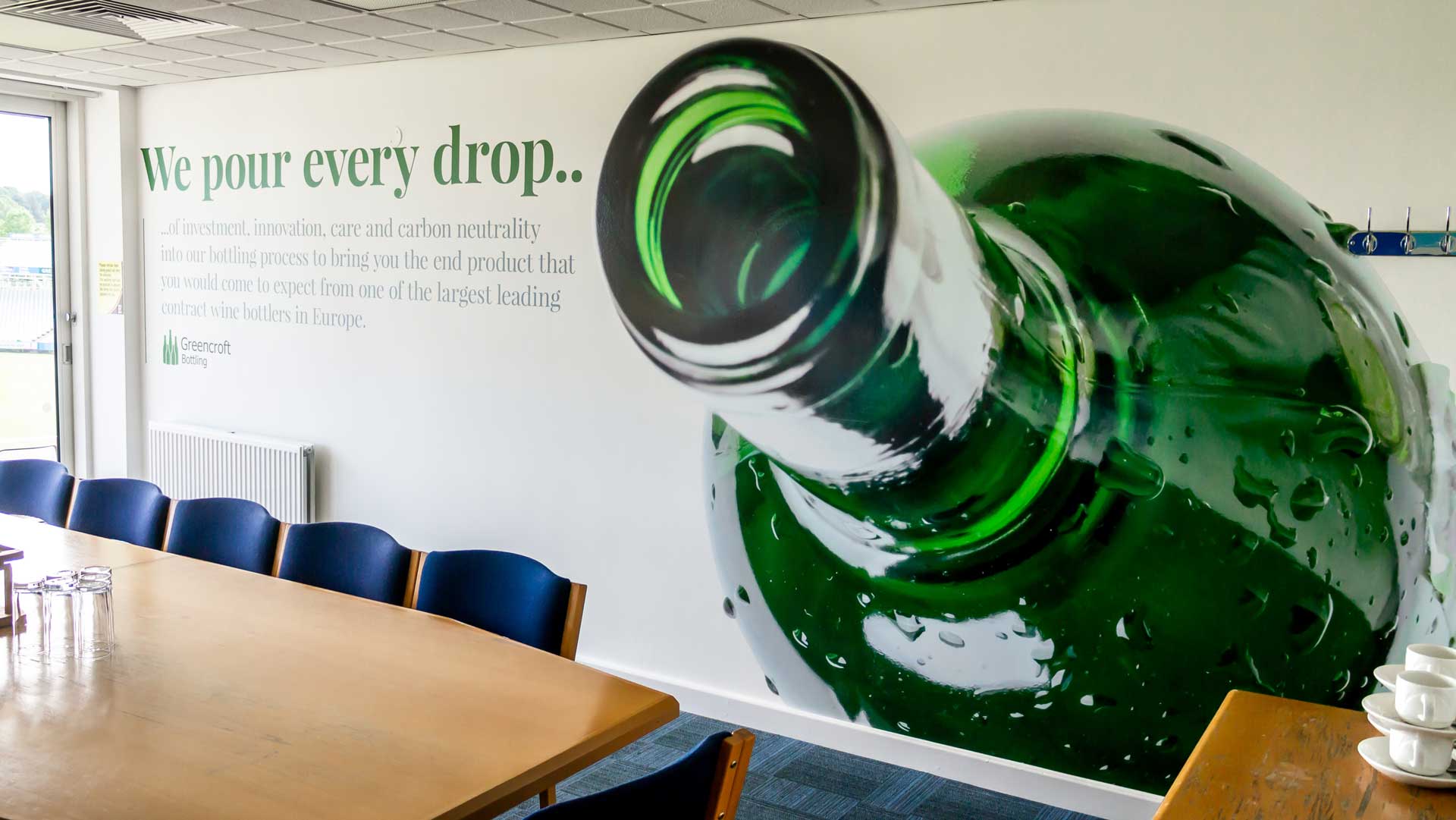 Greencroft Bottling Wall Graphic Design